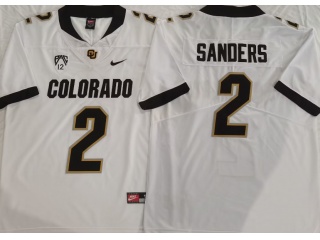 Colorado Buffaloes #2 Shedeur Sanders With Black Number Limited Jersey White