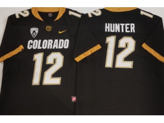 Colorado Buffaloes #12 Travis Hunter  With White Number Limited Jersey Black 