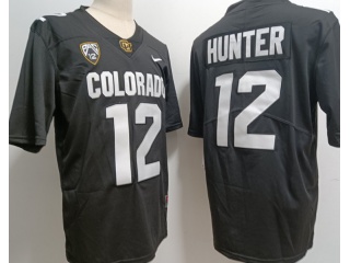 Colorado Buffaloes #12 Travis Hunter With All Black Collar Limited Jersey Black 