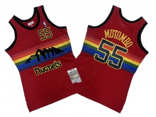Denver Nuggets #55 Dikembe Mutombo Rainbow Throwback Jersey Red