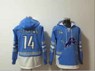 Detroit Lions #14 Amon-Ra St. Brown Hoodies Light Blue
