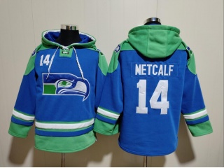 Seattle Seahawks #14 DK Metcalf F.U.S.E Throwback Hoodies Blue