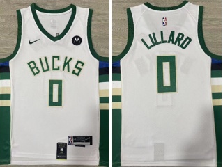 Milwaukee Bucks #0 Damian Lillard Jersey White