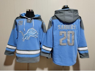 Detroit Lions #20 Barry Sanders Hoodies Baby Blue/Grey