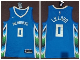 Milwaukee Bucks #0 Damian Lillard Jersey Blue 2022-23 City
