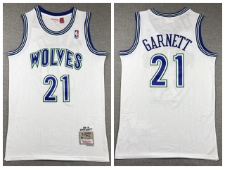 Minnesota Timberwolves #21 Kevin Garnett Throwback Jersey White