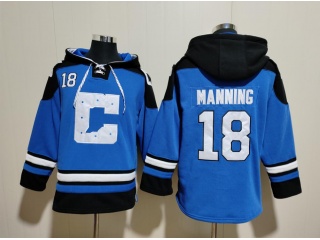Indianapolis Colts #18 Peyton Manning Throwback Hoodies Blue