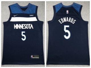 Minnesota Timberwolves #5 Anthony Edwards Jersey Navy Blue