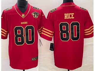 San Francisco 49ers #80 Jerry Rice Limited Jersey Red Gold
