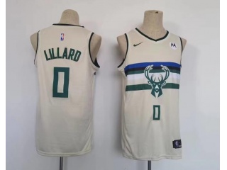 Milwaukee Bucks #0 Damian Lillard City Jersey Cream