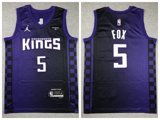 Sacramento Kings #5 De'Aaron Fox 2024 Fast Break Jersey Purple