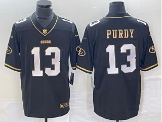 San Francisco 49ers #13 Brock Purdy With Golden Name Limited Jersey Black