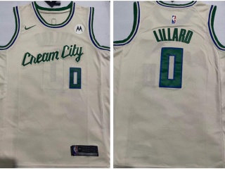 Milwaukee Bucks #0 Damian Lillard 2019-20 City Jersey Cream 