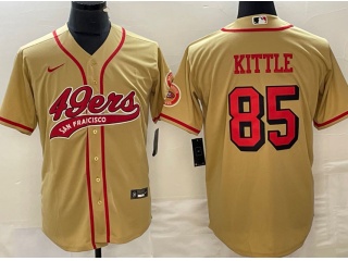 San Francisco 49ers #85 George Kittle Color Rush Baseball Jersey Yellow