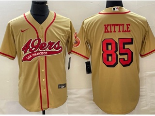 San Francisco 49ers #85 George Kittle Color Rush Baseball Jersey Yellow 