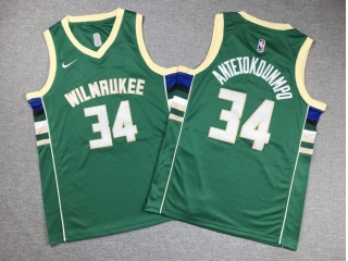 Youth Milwaukee Bucks #34 Giannis Antetokounmpo Jersey Green