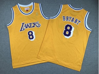 Youth Los Angeles Lakers #8 Kobe Bryant Throwback Jersey Yellow