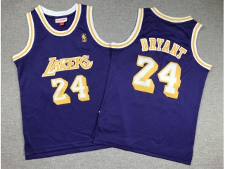 Youth Los Angeles Lakers #24 Kobe Bryant Throwback Jersey Purple