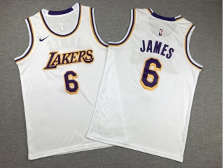 Youth Los Angeles Lakers #6 Lebron James Jersey White