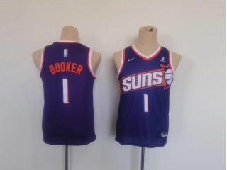 Youth Phoenix Suns #1 Devin Booker Jersey 2023-24 Purple