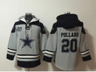 Dallas Cowboys #20 Tony Pollard Hoodies Grey