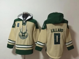 Milwaukee Bucks #0 Damian Lillard Hoodie Cream