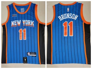 New York Knicks #11 Jalen Brunson 2024 City Jersey Blue Pinstripes