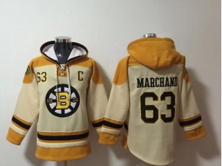 Boston Bruins #63 Brad Marchand Hoodie Cream