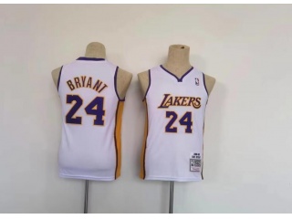 Youth Los Angeles Lakers #24 Kobe Bryant Throwback Jersey White