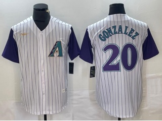 Arizona Diamondbacks #20 Luis Gonzalez Alternate Cooperstown Collection Jersey Cream/Purple