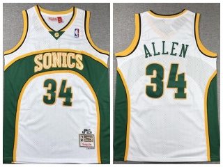 Seattle SuperSonics #34 Ray Allen Throwback 2006-07 Jersey White