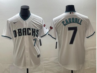 Arizona Diamondbacks #7 Corbin Carroll With Green Number Cool Base Jersey White
