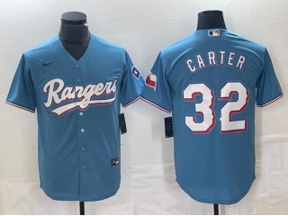 Texas Rangers #32 Evan Carter Cool Base Jerseys Baby Blue