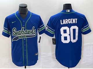 Seattle Seahawks #80 Steve Largent Throwback Baseball Jersey Blue