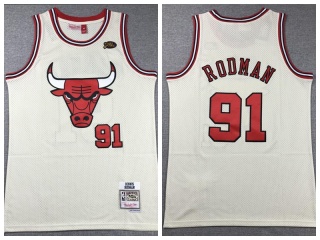 Chicago Bulls #91 Dennis Rodman Throwback Jersey Cream
