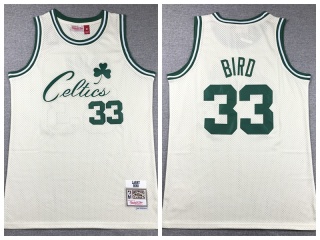 Boston Celtics #33 Larry Bird Throwback Jersey Cream