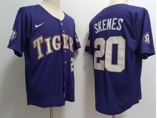 LSU Tigers #20 Paul Skenes Baseball Jersey Purple