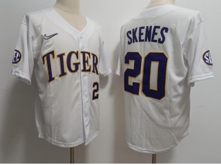 LSU Tigers #20 Paul Skenes Baseball Jersey White