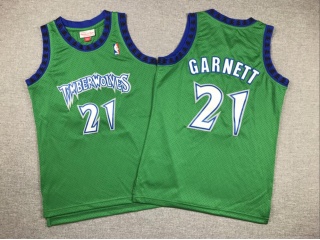 Youth Minnesota Timberwolves #21 Kevin Garnett Throwback Jersey Green