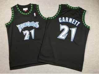 Youth Minnesota Timberwolves #21 Kevin Garnett Throwback Jersey Black