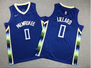 Youth Milwaukee Bucks #0 Damian Lillard 2022-23 City Jersey Blue