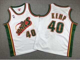 Youth Seattle SuperSonics #40 Shawn Kemp Throwback Jersey White