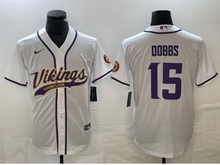 Minnesota Vikings #15 Joshua Dobbs Baseball Jersey White