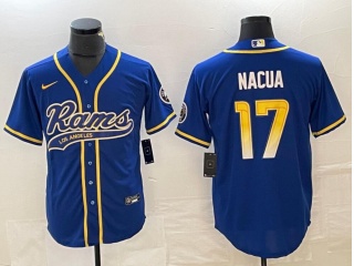 Los Angeles Rams #17 Puka Nacua Baseball Jersey Blue