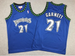 Youth Minnesota Timberwolves #21 Kevin Garnett Throwback Jersey Blue