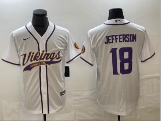 Minnesota Vikings #18 Justin Jefferson Baseball Jersey White