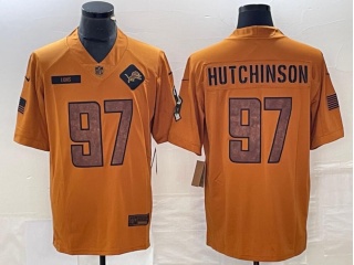 Detroit Lions #97 Aidan Hutchinson 2023 Salute to Service Limited Jersey Brown
