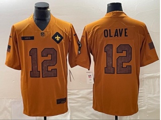 New Orleans Saints #12 Chris Olave 2023 Salute to Service Limited Jersey Brown