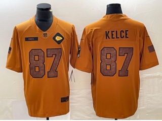 Kansas City Chiefs #87 Travis Kelce 2023 Salute to Service Limited Jersey Brown