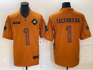 Miami Dolphins #1 Tua Tagovailoa 2023 Salute to Service Limited Jersey Brown